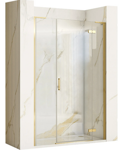 Душові двері Rea Hugo 130 розпашні brushed gold REA-K6610+REA-K8413, прозорий, золотий