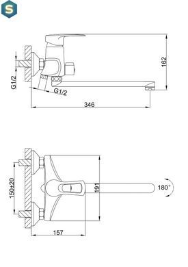 Смеситель для ванны длинный гусак &Oslash;40 Frap 1/8 F2266, Хром