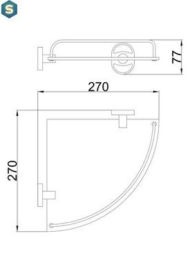 Полка стеклянная угловая 250х250 Frap F1921-1 4/24, Хром