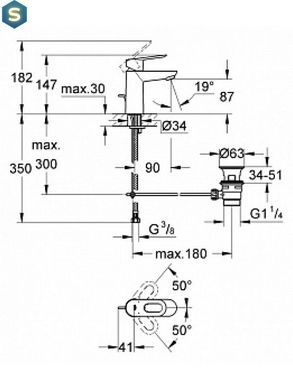 Змішувач для умивальника Grohe Bau Loop 23335000