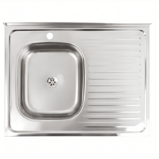 Кухонная мойка из нержавеющей стали Platinum 8060 L (0,4/120 мм), Нержавеющая сталь