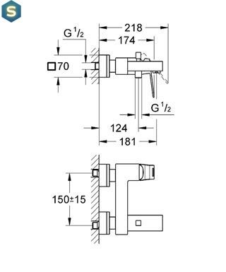 Смеситель для ванны Grohe Eurocube 23140000