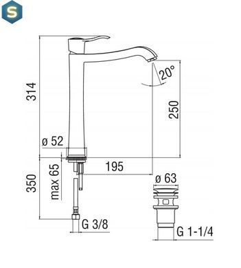 Змішувач для умивальника Nobili Sofi високий з донним клапаном хром SI98128/2CR, Хром