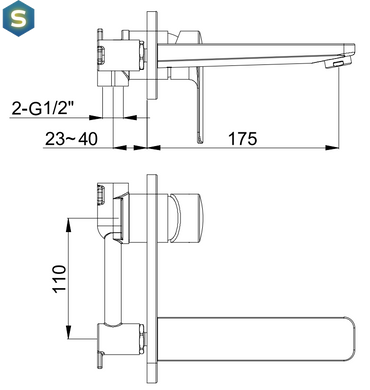 Змішувач для умивальника Kohlman Texen хром + Box прихованого монтажу QW185T, Хром