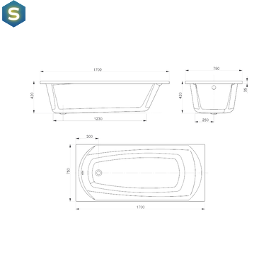 Ванна акрилова Devit Sigma з ніжками 170x75 см 17075130N