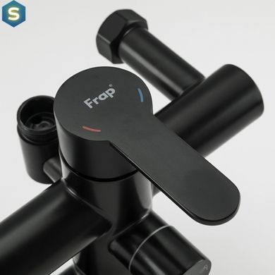 Душевая система Frap F24801-6, поворотный излив - переключатель на лейку, 1 режим, черный, Черный матовый