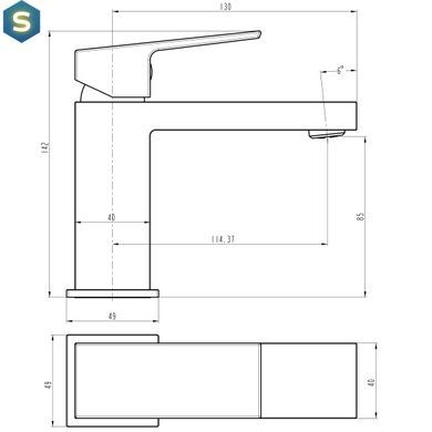Змішувач для умивальника Topaz Odiss To 18401-H61B Квадро cartridge D35, шланги 45см, Хром