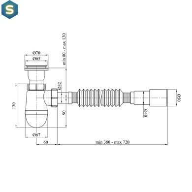 Сифон для кухонної мийки Kroner KRP - TW01 1 1/2"х40/50 мм CV032073, Білий