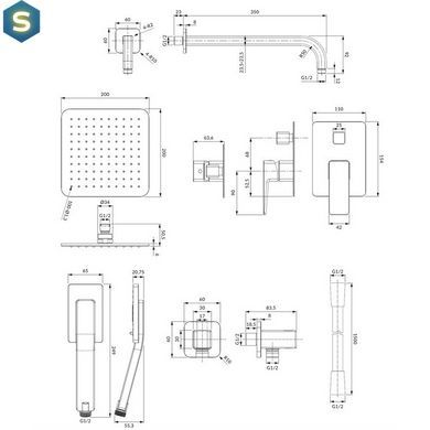 Душевая система скрытого монтажа Omnires Parma black mat SYSPM10BL, Черный матовый