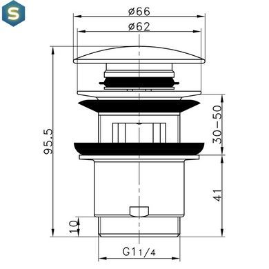 Донний клапан Frap F60, автомат, 1 1/4", хром, Хром
