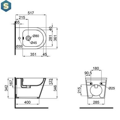Биде подвесное Qtap Scorpio QT1455053FW, Белый