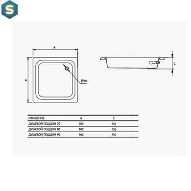 Душевой поддон Koller Pool Aquart без антислипа 90x90 C0901200E, Белый