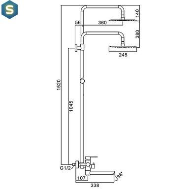 Душевая система Frap F24801-6, поворотный излив - переключатель на лейку, 1 режим, черный, Черный матовый