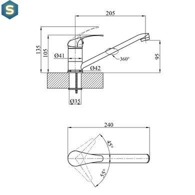 Змішувач для кухні Agua Leon-C030 CV012078, Хром
