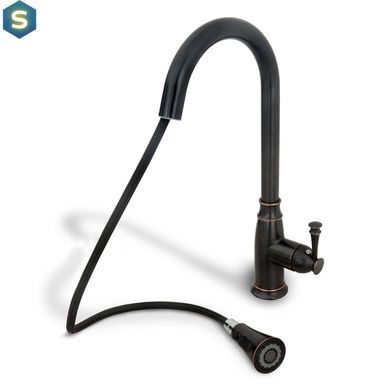 Змішувач для кухні Rea Deco Old black чорний високий REA-B0182, Чорний/золото