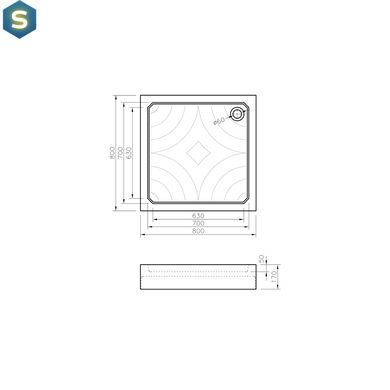 Душевой поддон Koller Pool Grace акриловый 80x80, квадратный GRACE80S, Белый, белый