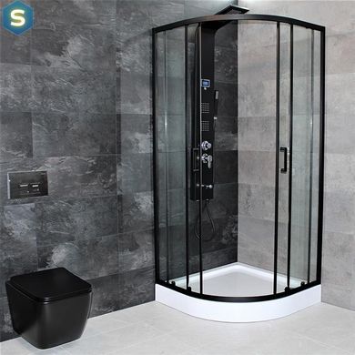 Душевая кабина Dusel EF-182B Black Matt 90x90, Черный матовый, прозрачный, черный матовый, 90x90