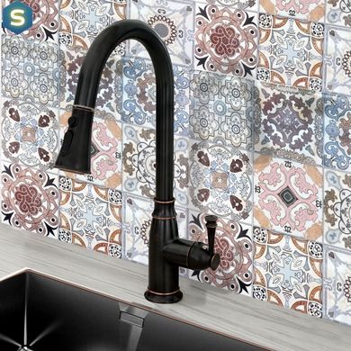 Змішувач для кухні Rea Deco Old black чорний високий REA-B0182, Чорний/золото
