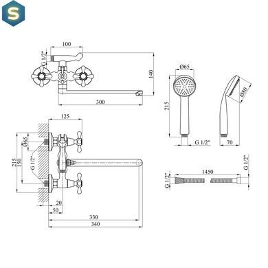 Змішувач для ванної Agua Toledo-C073 CV017361, Хром