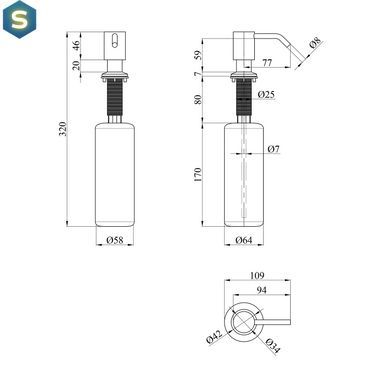 Дозатор для моющего средства Kroner KRP Spender - ECG049 CV030012, Нержавеющая сталь