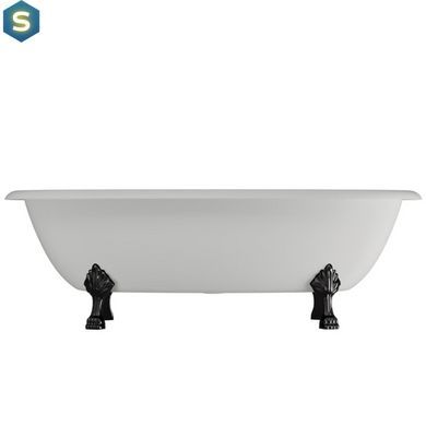 Ванна окремостояча глянцева Amidicon Olimpia 180x90 біла з литого каменю чорні ніжки OLIMPIA_180_nizhk-bl_HL, Білий