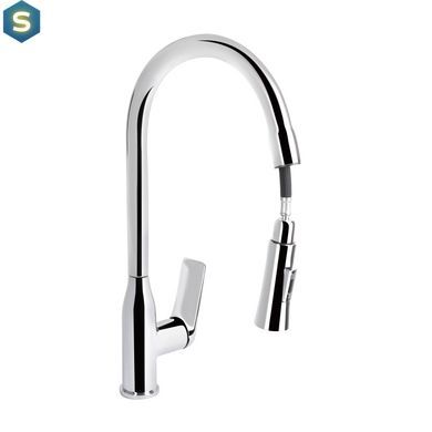 Смеситель для кухни Qtap Vlasta New с выдвижным изливом QTVLA344CRM45646 Chrome, Хром