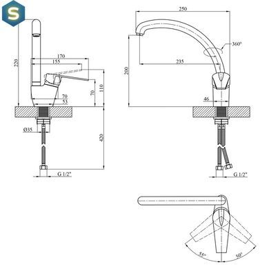 Смеситель для кухни Kroner KRM Odra - C032 CV021151, Хром