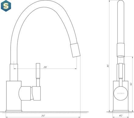 Смеситель для кухни Globus Lux Lazer GLLR-203SG, Графит