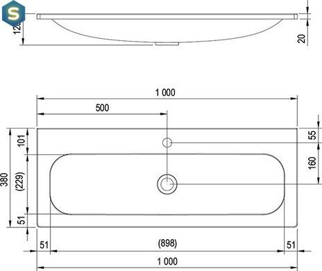 Умывальник Ravak Ring 1000 XJK01110000, Белый