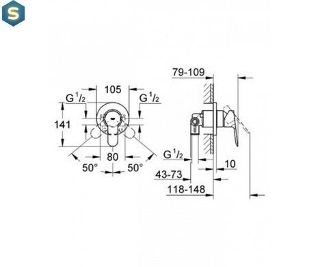 Смеситель скрытого монтажа Grohe Bau Edge 29040000