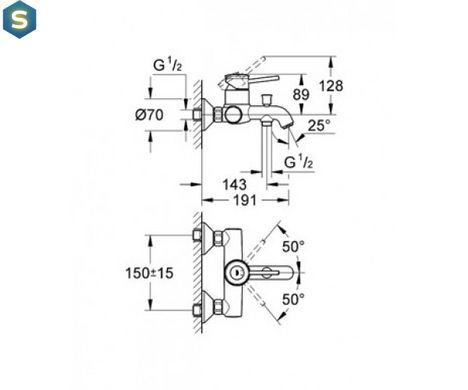 Смеситель для ванны Grohe Bau Classic 32865000