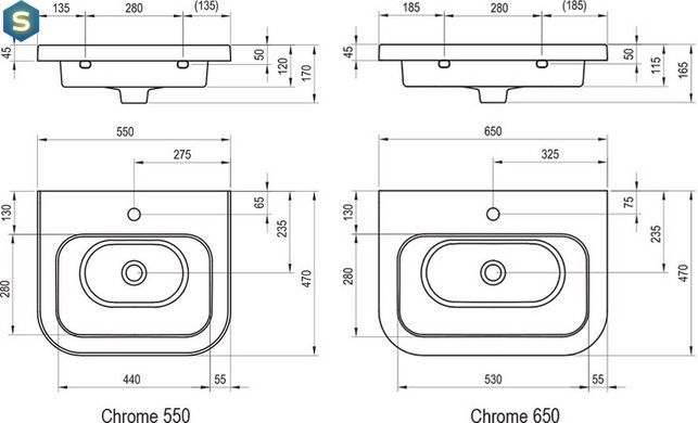 Умивальник Ravak Chrome Chrome 550 XJG01155000, Білий