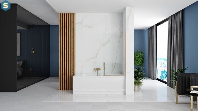 Шторка для ванны Rea Elegant gold 70 см REA-W5600, Универсальная, прозрачный, золотой