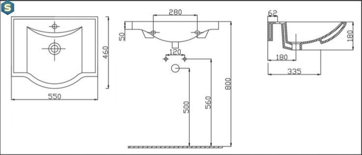 Умивальник RJ Tulip 55x46x18 см white RJFU081-0055WH, Білий