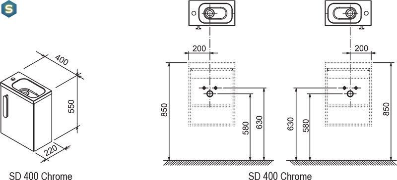 Дверка под шкафчик Ravak SD 400 Chrome L X000000540, Белый