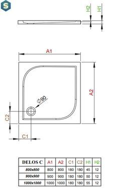 Душевой поддон Radaway Delos C 90 SDC0909-01