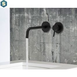 Смеситель для раковины настенный Paffoni Light излив 123 мм black matt LIG104NO70, Черный матовый