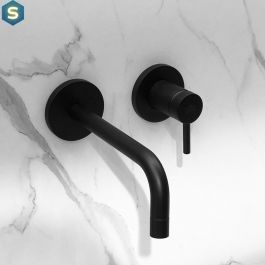 Смеситель для раковины настенный Paffoni Light излив 123 мм black matt LIG104NO70, Черный матовый