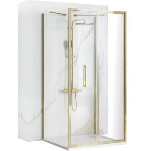Душова кабіна Rea Rapid Fold 90x80 gold пристінна REA-KPL-09403, Золотий, Універсальна, прозорий, золотий