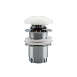 Донный клапан Frap F60-8, автомат, с белой керамической крышкой, 1 1/4", белый/хром, Белый