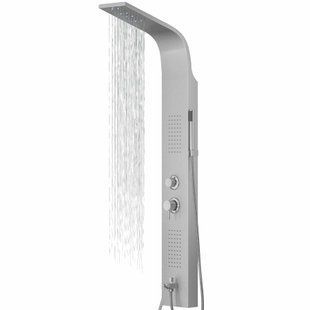 Душевая панель Corsan Alto silver LED с изливом и термостатом A017TSLLEDW, Каппучино