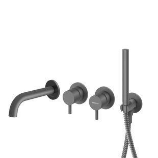 Смеситель для ванны Kohlman Axel graphite + BOX скрытого монтажа QW260AG+QW230AG, Графит