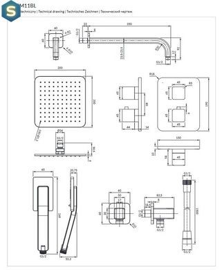 Душевая система с термостатом Omnires Parma grafit SYSPM11GR, Графит