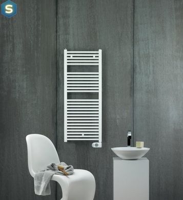 Рушникосушка електрична Zehnder Aura 1226 x 500 мм біла 750 Вт з проводом (PBEZ-120-50-MQ-SC), Білий, Праве, Електронний