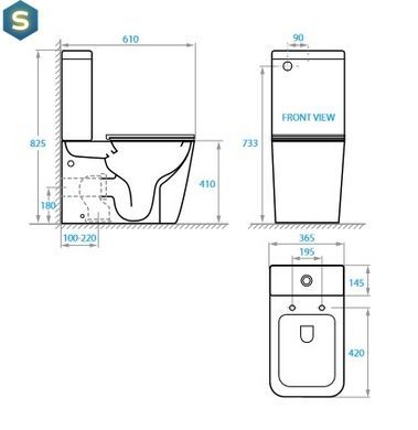 Унитаз-компакт Koller Pool Kvadro Smart Tornado с сиденьем Soft Close KR-0610-RQ-C+KR-0610-RQ-T, Белый