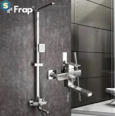 Душова система Frap F24802, поворотний вилив - перемикач на лійку, 1 режим, нержавіюча сталь, Нержавіюча сталь