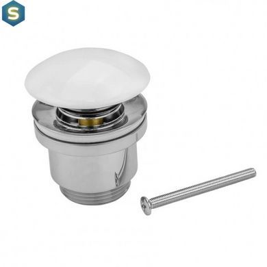 Донний клапан Frap F60-8, автомат, з білою керамічною кришкою, 1 1/4", білий/хром, Білий
