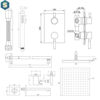 Душевая система Kohlman Roxin 35 chrome + BOX скрытого монтажа KPL-QW211RQ35, Хром