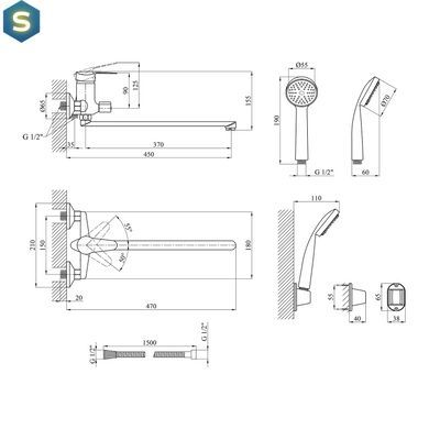 Смеситель для ванной Agua Sevilla-C071 CV017362, Хром