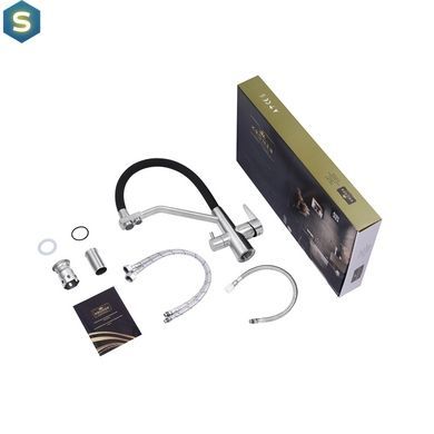 Смеситель для кухни с подключением к фильтру Kroner KRP Edelstahl Klassisch - ESG03817BLK CV027936, Нержавеющая сталь